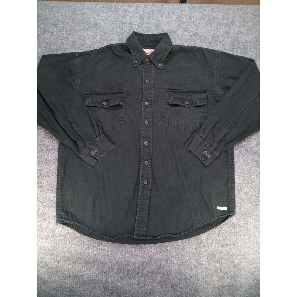 Chesterfield Authentic Shirt Mens Large Black Button Up Long Sleeve Workwear